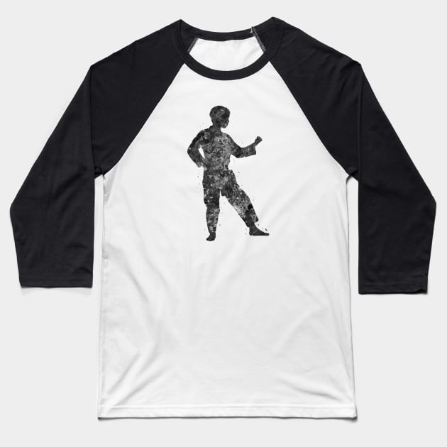 Taekwondo kids black and white Baseball T-Shirt by Yahya Art